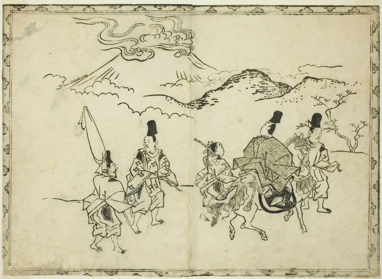 業平の東方見聞録（図録『屏風掛軸絵巻』より）" 作： 菱川師宣