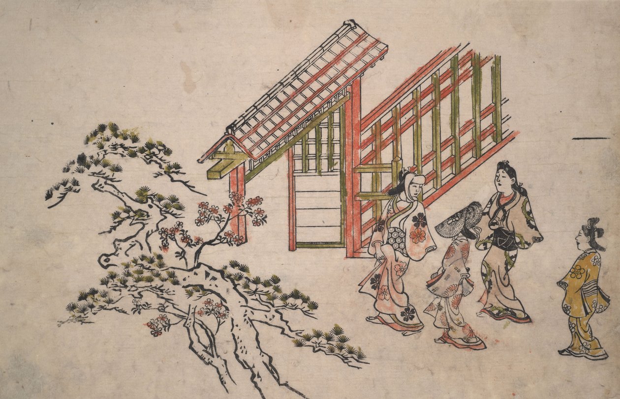 新吉原門の近く 作： 菱川師宣