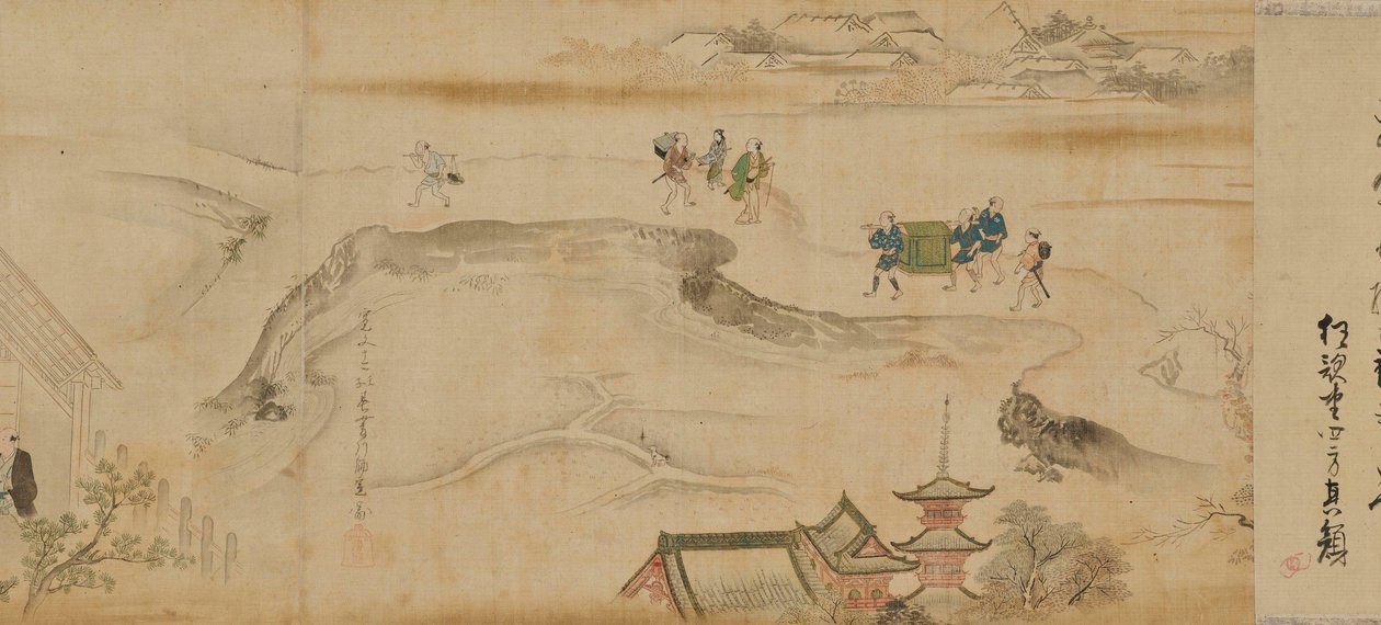 劇場と吉原遊郭の情景 作： 菱川師宣