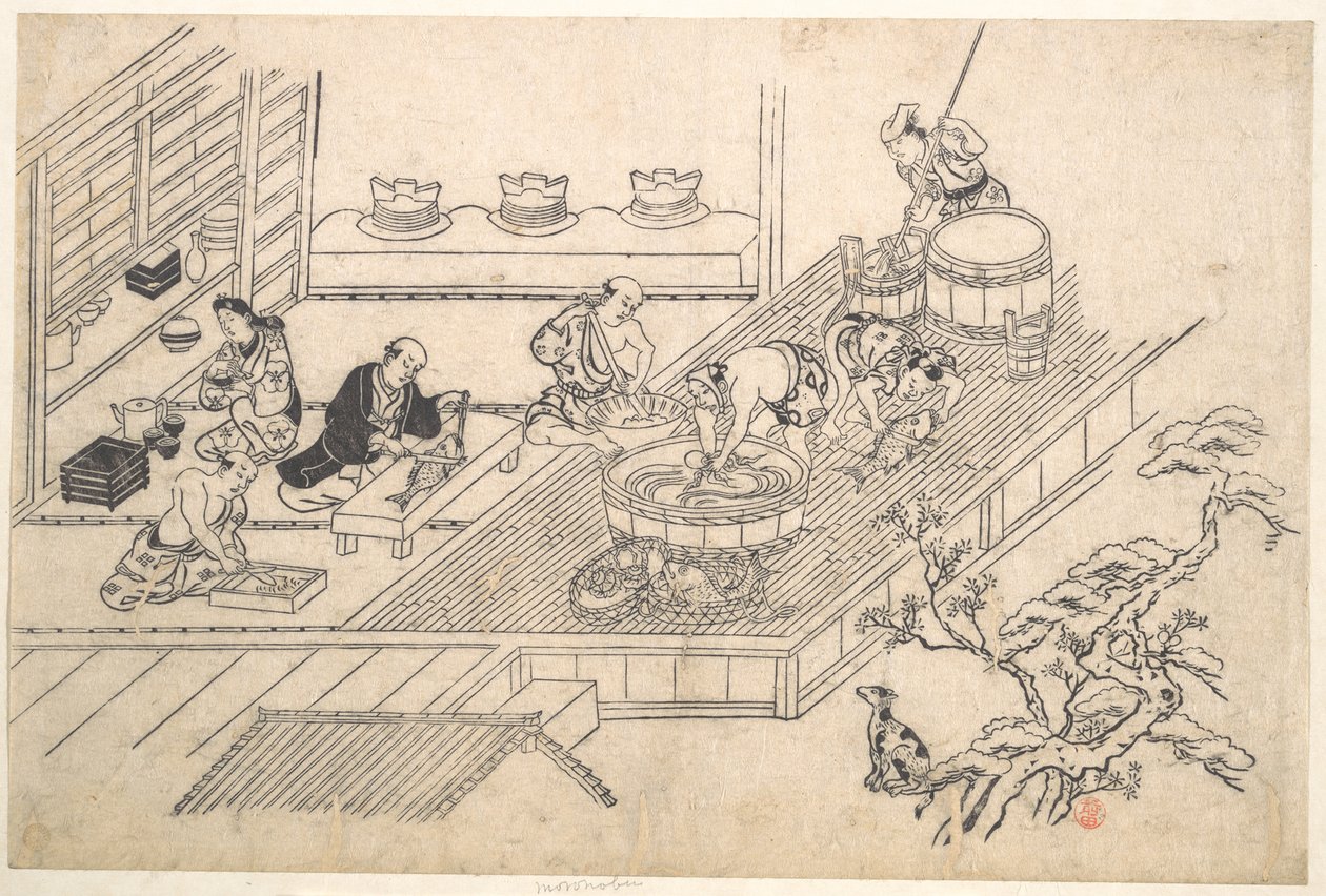 女郎屋の台所 作： 菱川師宣