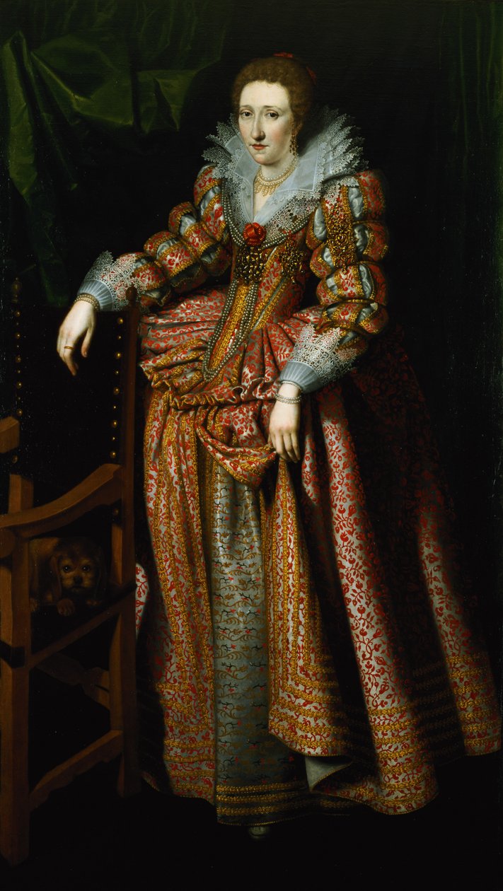 フランダースのクーデンハウブ家出身であるとされる女性の肖像、c.1610-20（121431のペア） 作： ヒスパノフランドルスクール