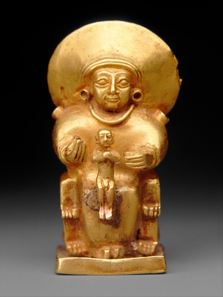 子供を抱く女神の座像、紀元前1300年頃（金