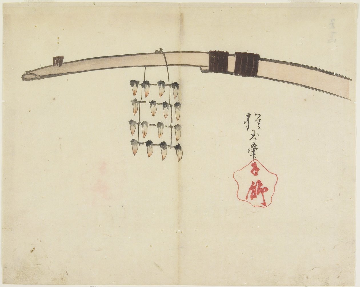 （貝の乾燥）c。 1830 作： 奉行