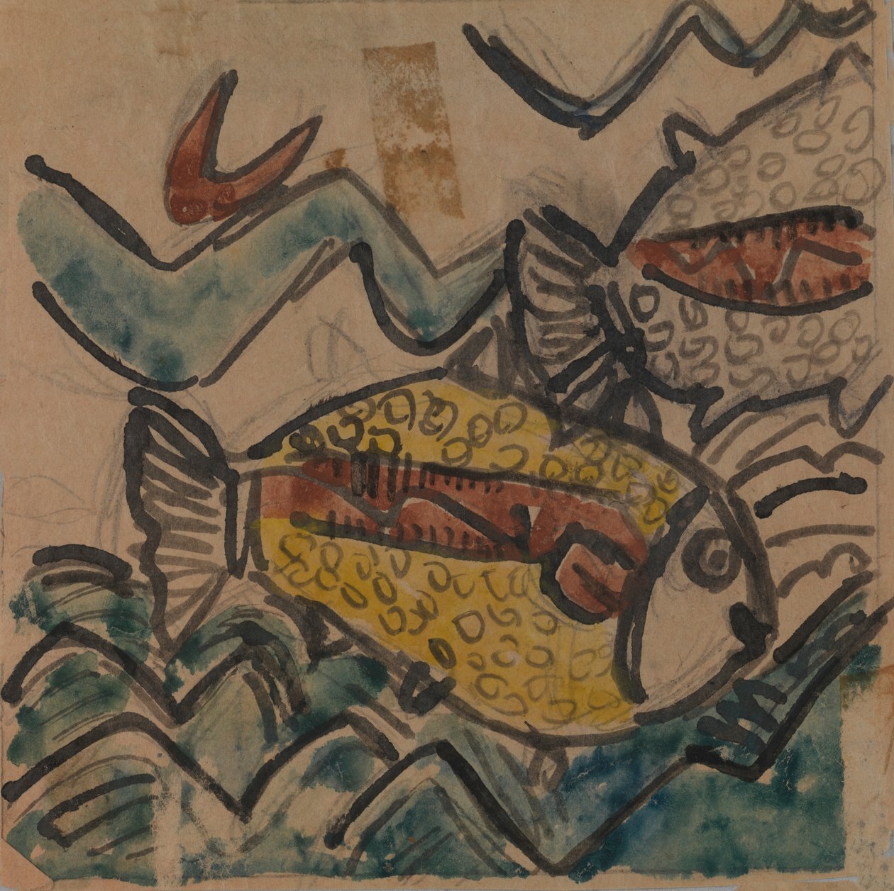 陶板のための魚のデザイン、約。 1930～1939年。 作： ホルチャタコ