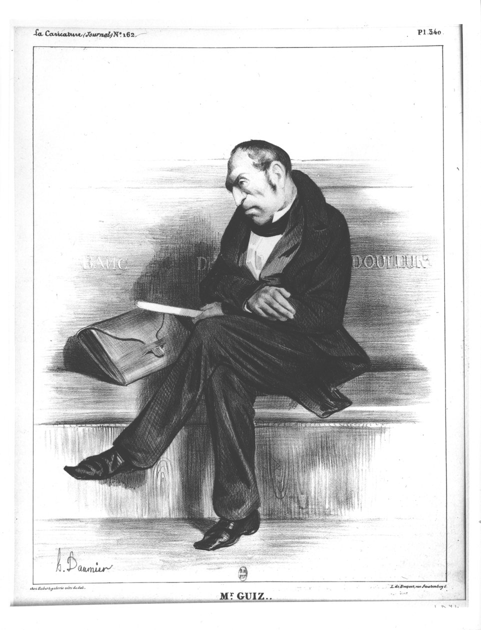 フランソワ・ギゾ（1787-1874）の風刺画、「ラ・カリカチュア」より 作： オノレ・ドーミエ