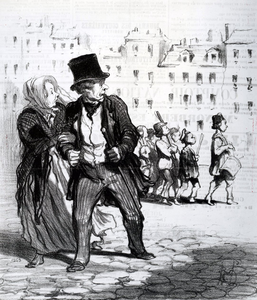Le Alarmistes et les Alarmes、「Le Charivari」のイラスト、1848年（リトグラフ） 作： オノレ・ドーミエ