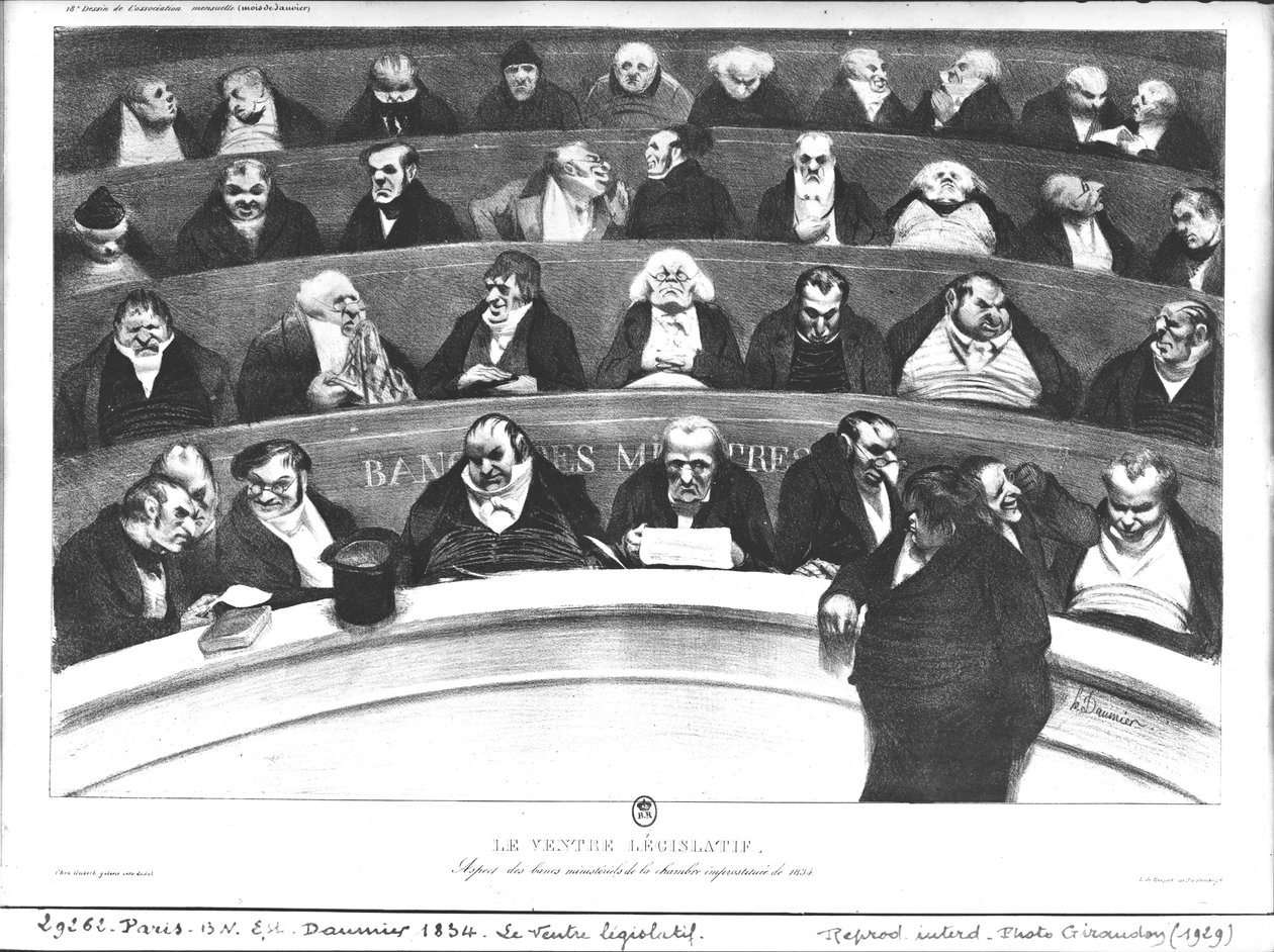 議会の胃、1834年の大臣のベンチ 作： オノレ・ドーミエ