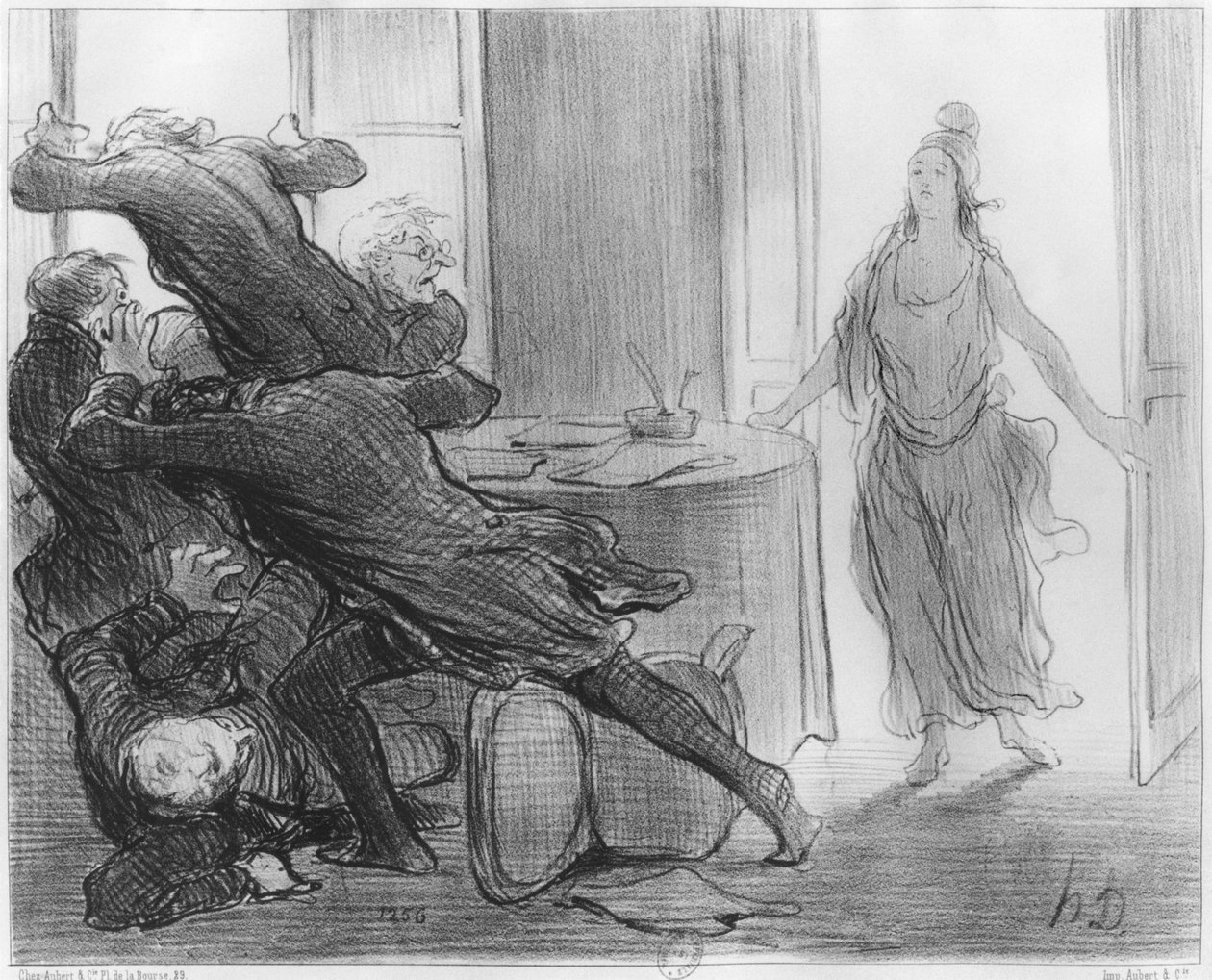 元大臣の最後の閣僚会議、「ルシャリヴァリ」のイラスト、1848年3月9日 作： オノレ・ドーミエ