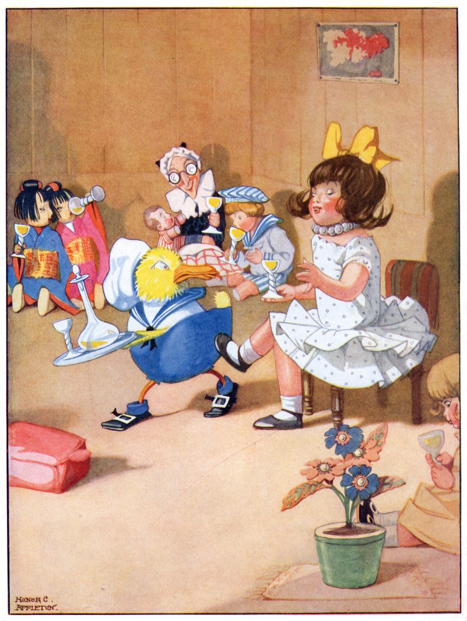 Blackie & Co 発行の「Josephine Keeps House」のイラストより、彼が舌を出したのではないかと心配しています。 作： オナー・シャーロット・アップルトン