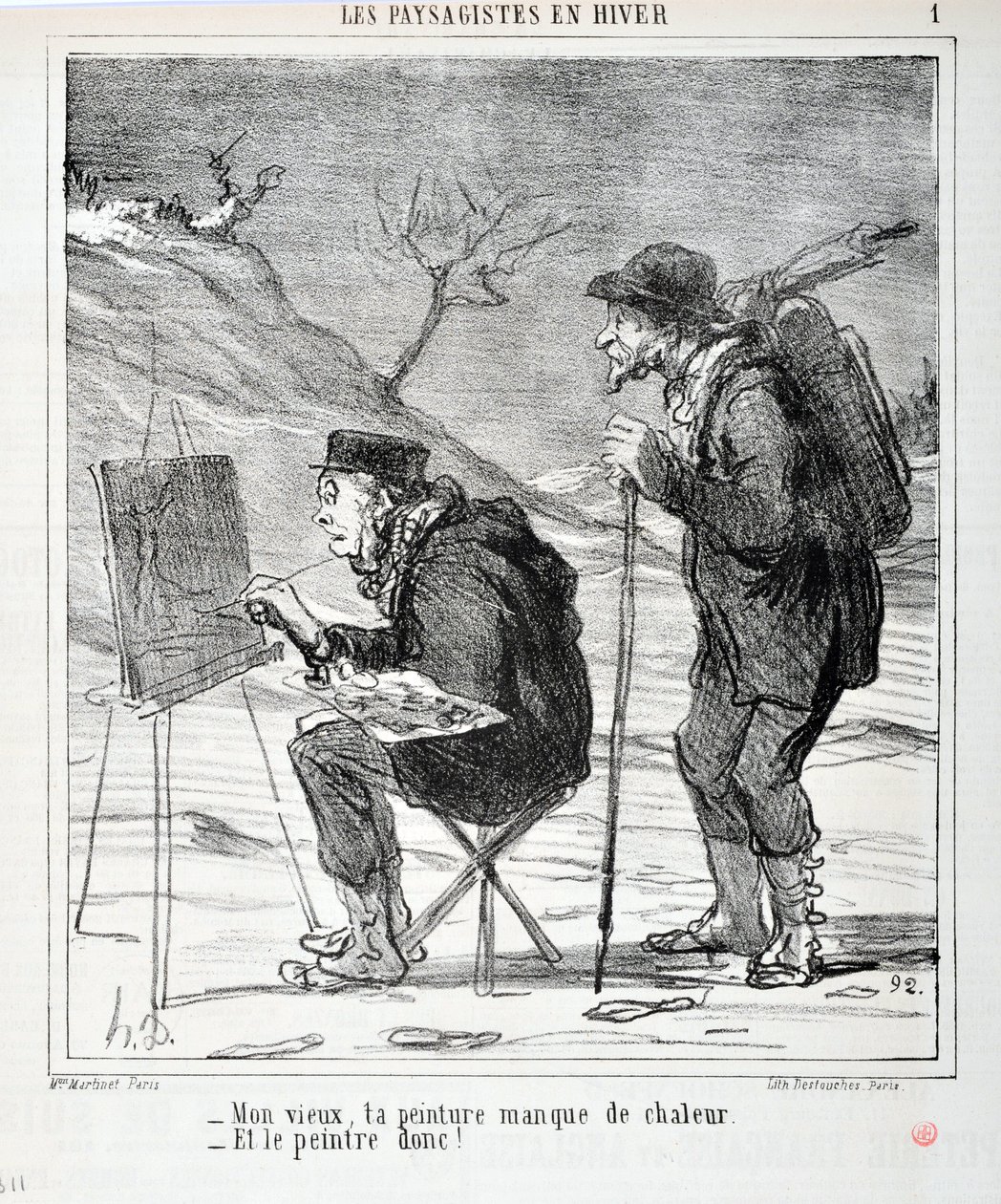 オノレ・ドーミエ（1808-1879）の作品。シャリバリは1864年のもの。老人よ、君の絵は熱さに欠けている、そして画家もそうだ！」。「マルセイユ、ロンシャン宮殿、美術館 作： オノレ・ドーミエ