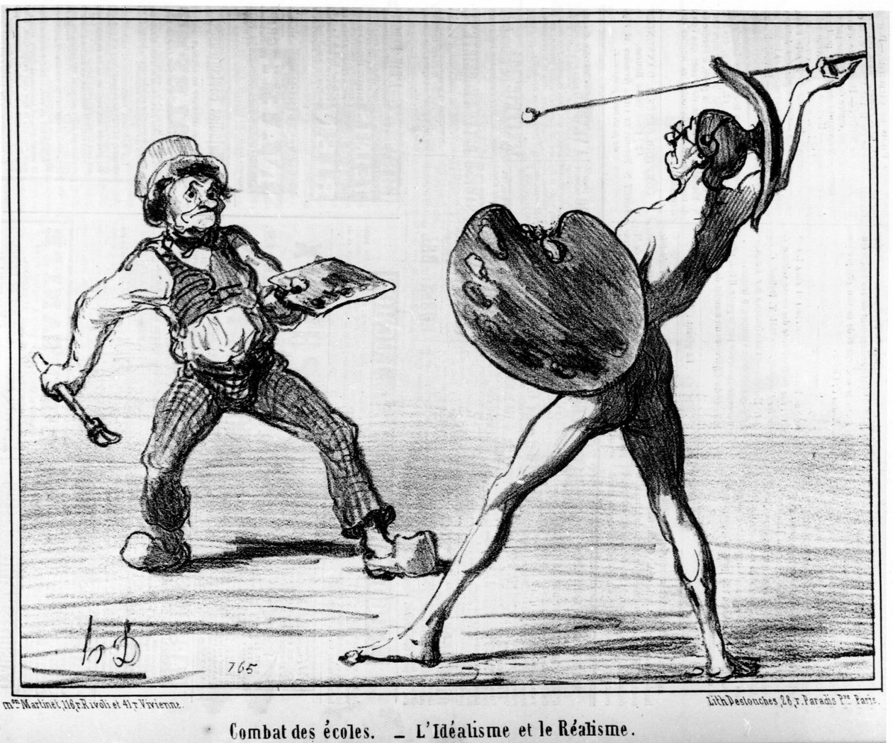オノレ・ドーミエ（1808-1879）の漫画シリーズ「絵画とサロン」から引用された「学校の戦い」（l