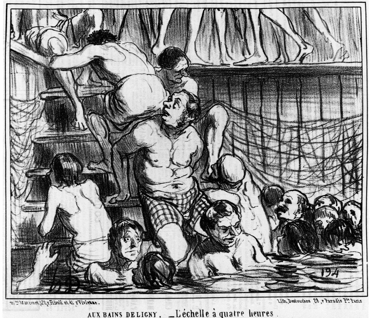 Les bains Deligny - 4時間の目盛り：オノレ・ドーミエ（1808-1879）の水泳と浴場Delignyに関する漫画シリーズ「Sketch d