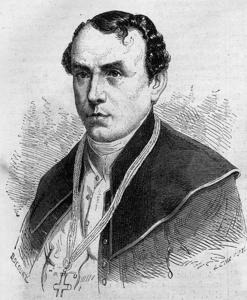 ワルシャワ（ポーランド）の大司教、シギスムンド・フェリックス・フェリンスキ（1822-1895）の肖像。1863年4月18日付の "Le Monde Illustre "314号に掲載された図版。 作： オノレ・ドーミエ