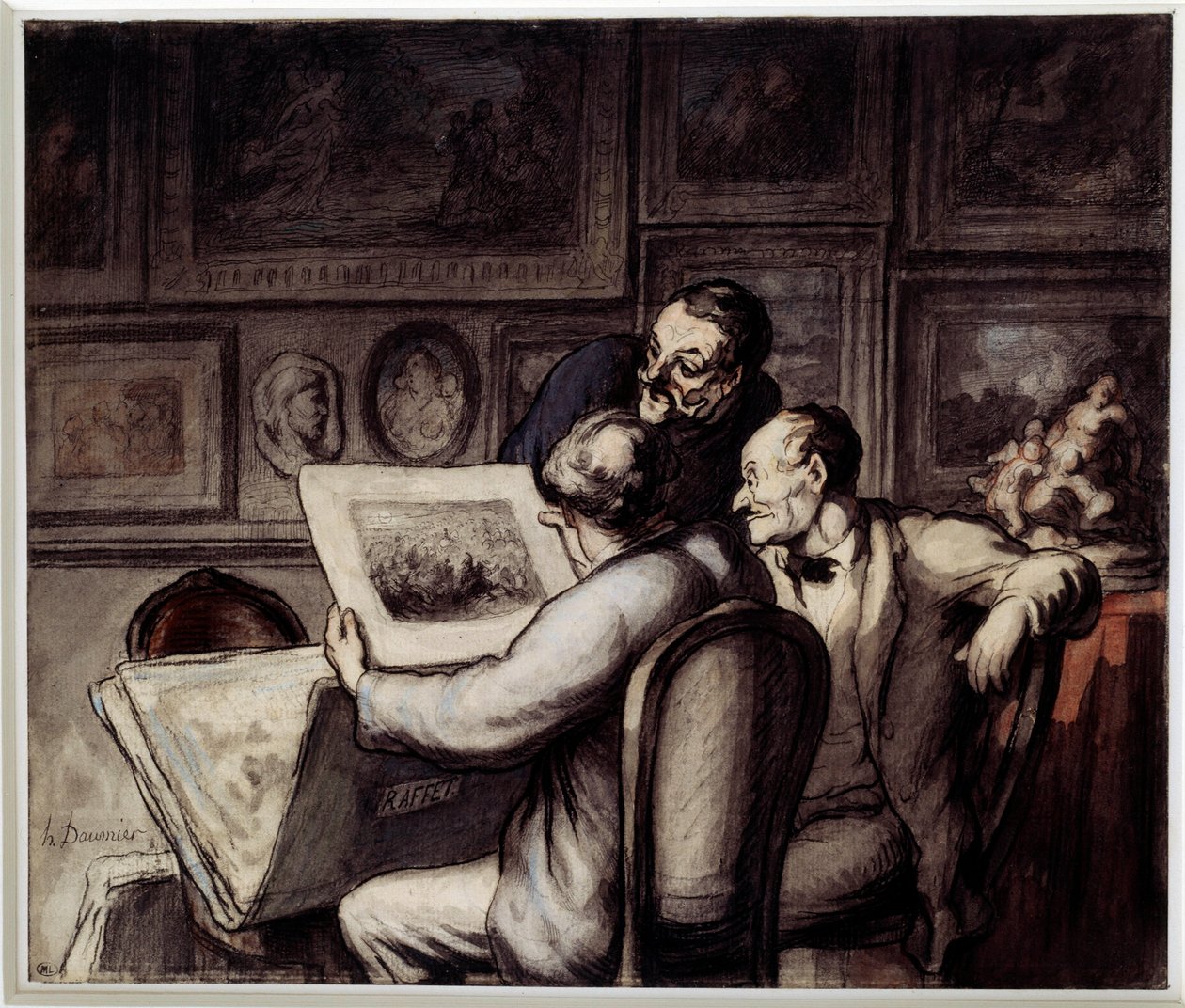 プリント好きの方へオノレ・ドーミエ（1808-1879）の陶磁器の水彩画、ガッシュ、黒鉛筆、ペン、インク。日。0,26 x 0,31 オルセー美術館（パリ 作： オノレ・ドーミエ