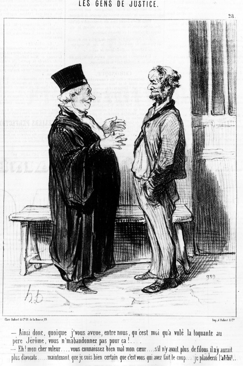 「ここだけの話、ジェローム神父からトクァンテを盗んだのは私だと告白しても、あなたはそのことで私を見捨てないでください！ おい、愛すべき泥棒よ...あなたは私の心をほとんど理解していない...ファイラーがいなくなれば、弁護士もいなくなる...私の。 作： オノレ・ドーミエ