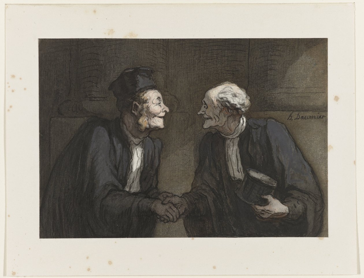 2 人の弁護士が握手 // Deux avocats: la poignée de main 作： オノレ・ドーミエ