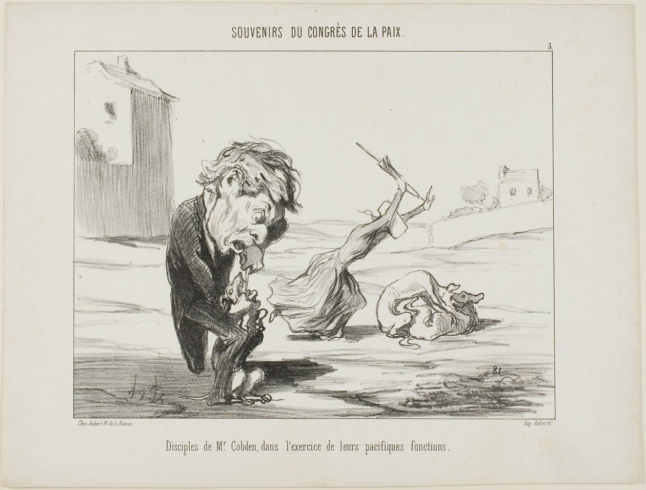 平和的機能を行使するコブデン氏の信奉者たち（『Souvenirs Du Congres De La Paix』より）。 作： オノレ・ヴィクトリン・ドーミエ