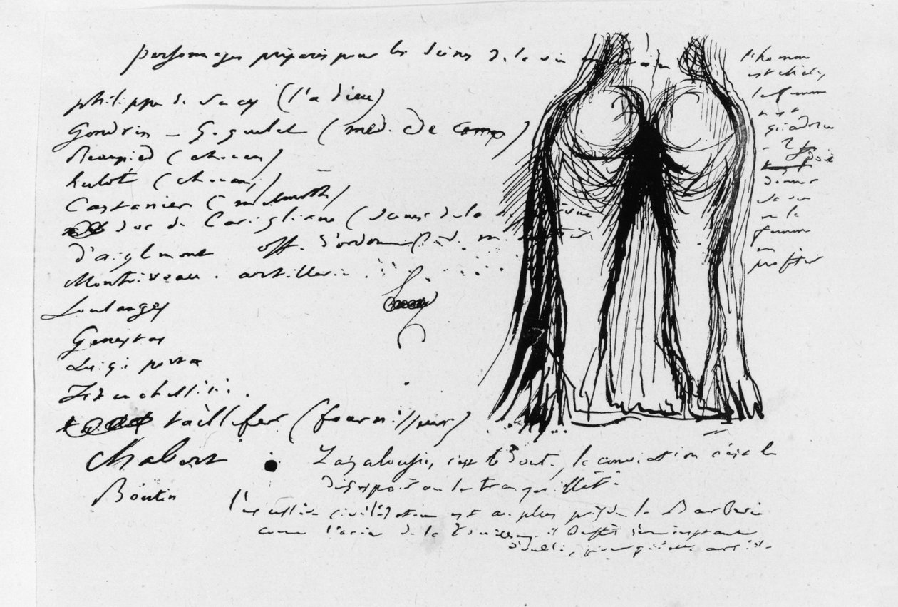 アルバム「ペンシーズ、スジェッツ、フラグメント」のページ、1833 作： オノレ・ド・バルザック