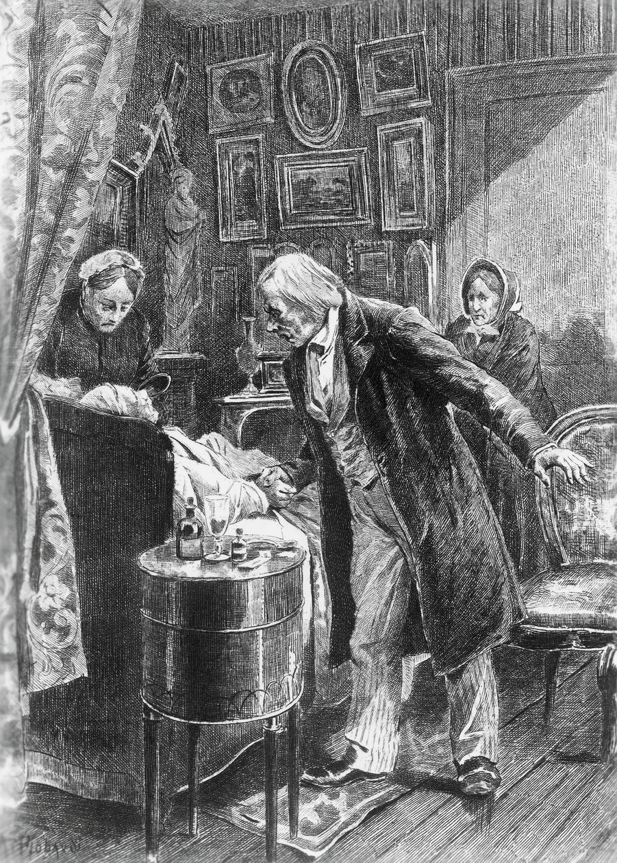 Alcide Theophile Robaudin (aktiivinen 1874-1884) kuvitus serkku Ponsille, Honore de Balzacin (1799-1850) romaani moniosaisesta kokoelmasta Human Comedy, julkaistu vuonna 1900, Pariisi 作： オノレ・ド・バルザック