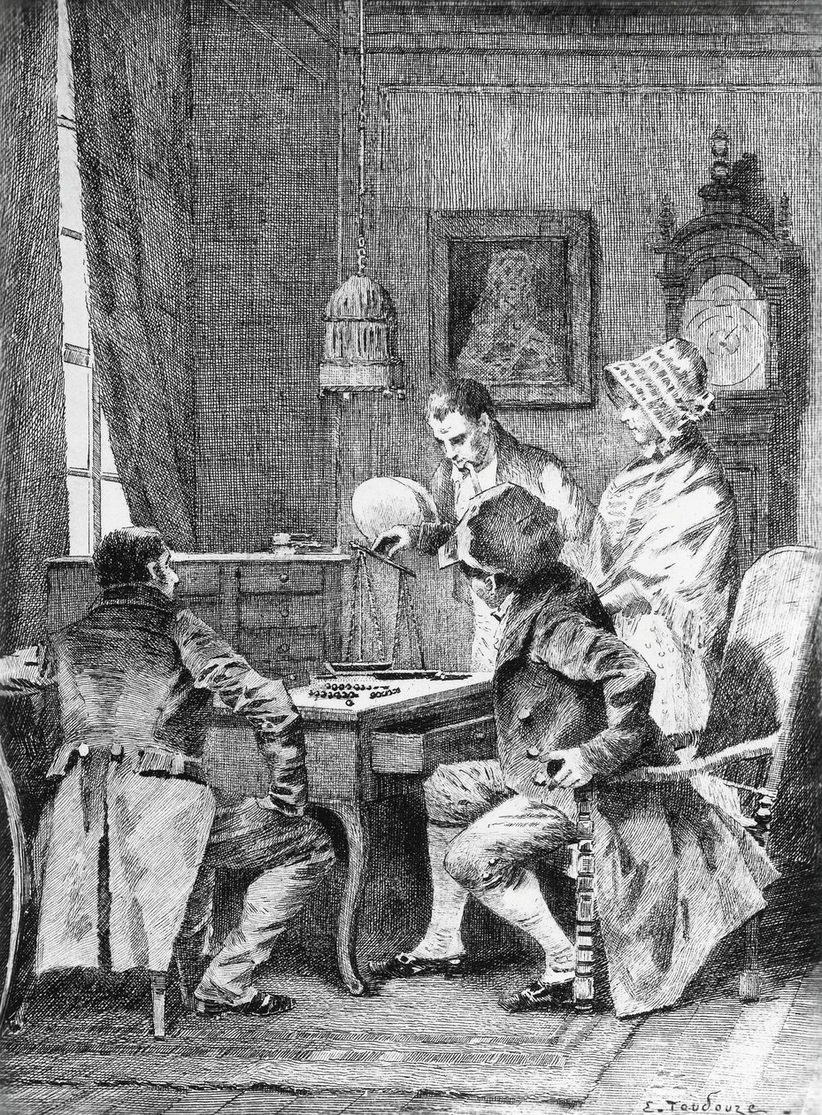 Edouard Toudouze (1848-1907) による結婚契約のイラスト、Honore de Balzac (1799-1850) による小説、1902 年にパリで出版された Human Comedy というタイトルの多巻コレクションから 作： オノレ・ド・バルザック