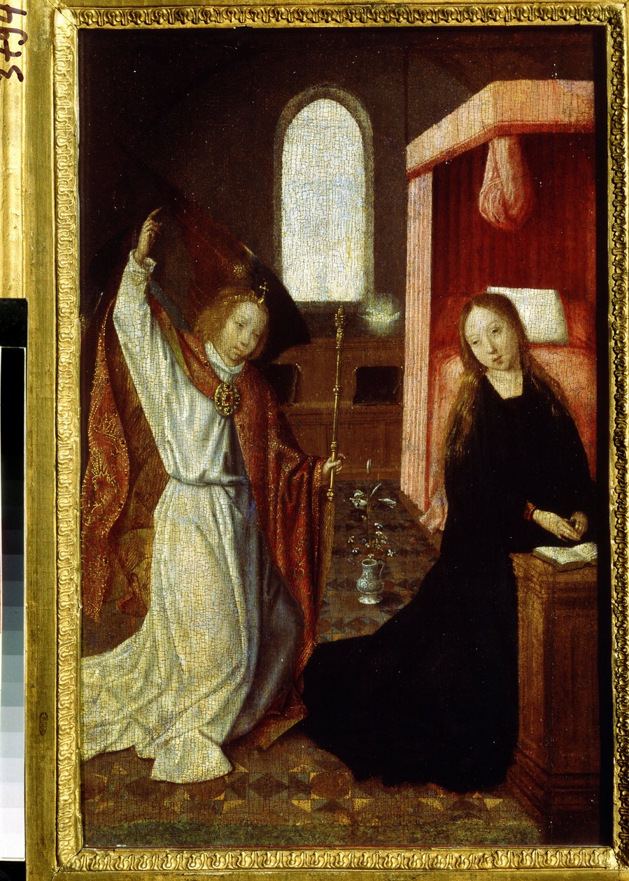 「受胎告知」 Hoogstraeten の巨匠 (1490 年から 1530 年に活躍) による絵画 16 世紀初頭 プーシキン美術館、モスクワ 作： Hoogstraetenマスター