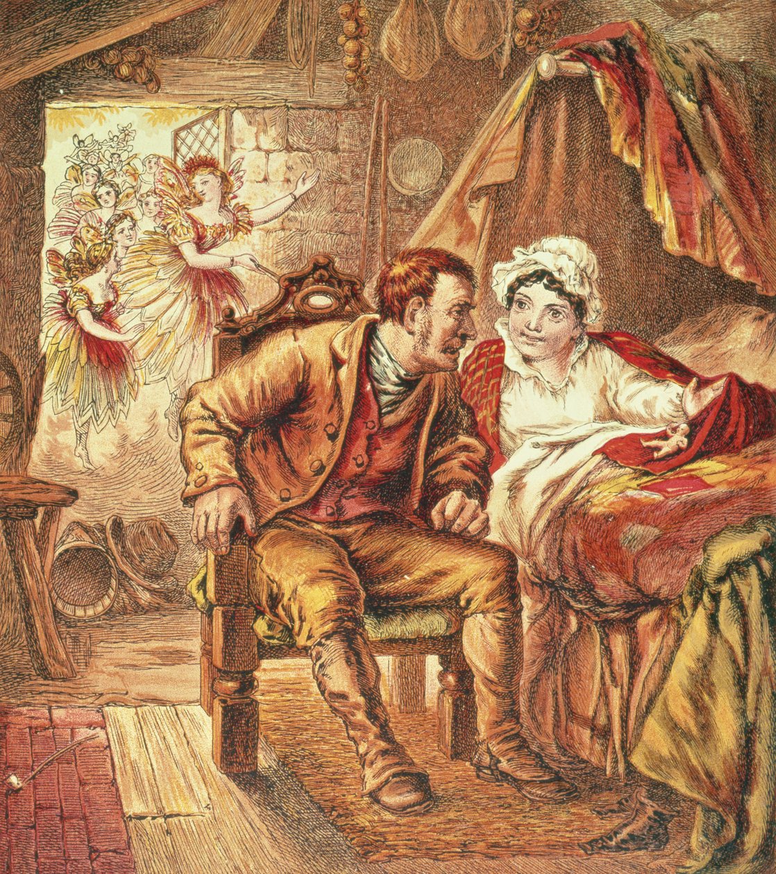 トム親指の誕生、看護師の絵本のイラスト、Kronheim＆Co.、1869によって刻まれました 作： ホレス・ペテリック