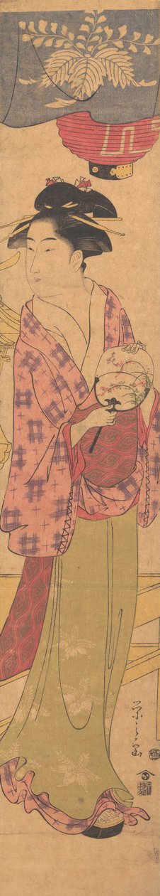 ファンを持つ少女、カリフォルニア州。 1780年。 作： 細田栄司