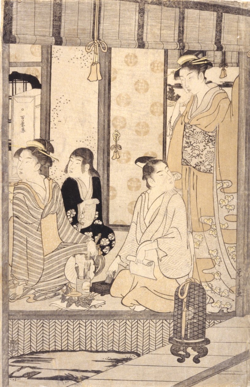 朝顔（朝来）（色木版画） 作： 細田栄司
