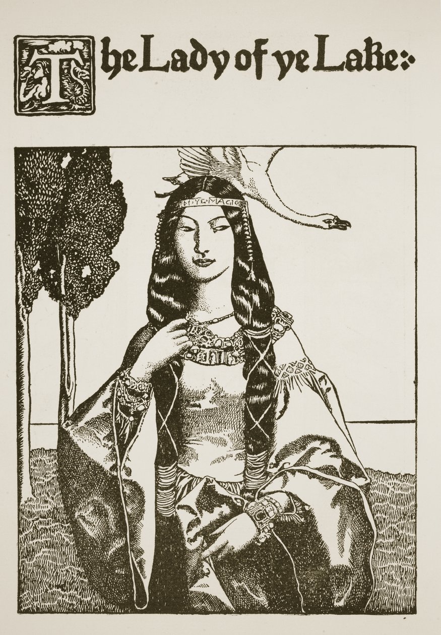 湖の女神、「アーサー王とその騎士の物語」、1903年のイラスト 作： ハワード・パイル