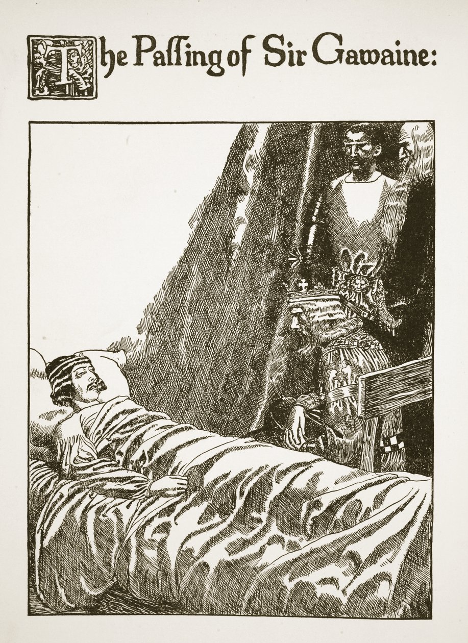 サーガウェインの通過、「杯の物語とアーサーの通過」のイラスト、c.1910 作： ハワード・パイル