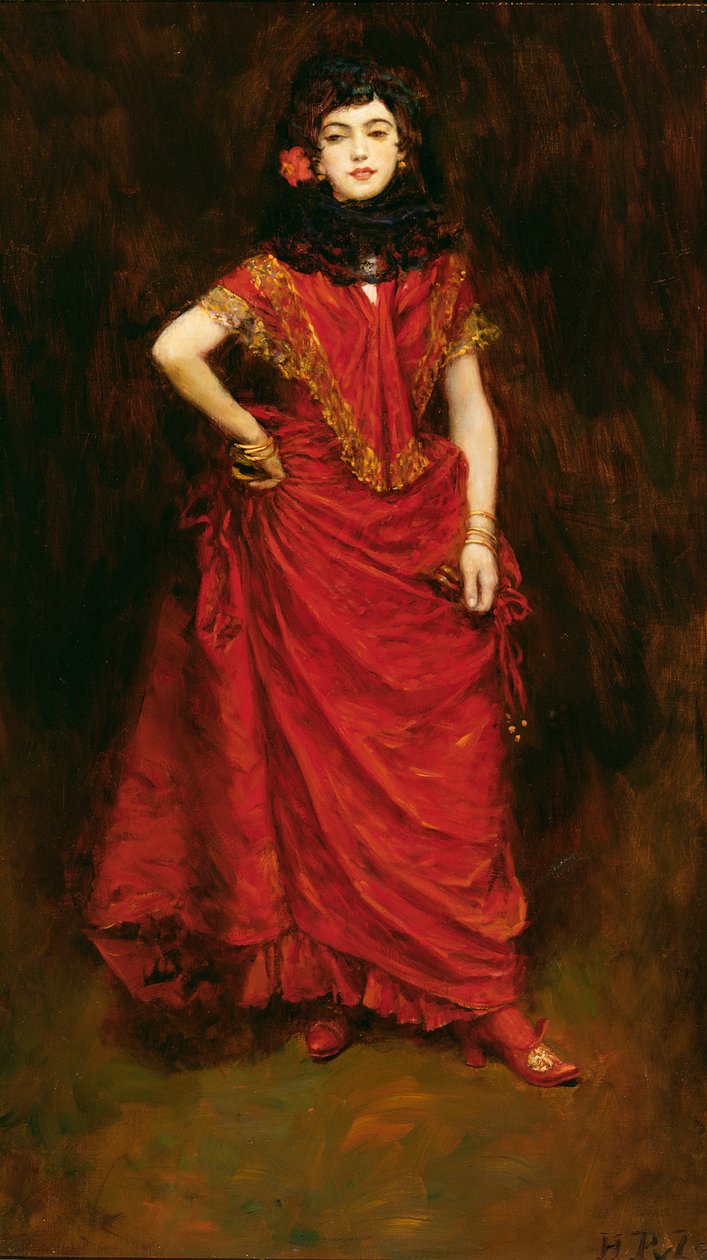 パーシヴァル ギボン (1879-1926) の「ローラ」のダンサー、1909 年 1 月のハーパーズ マンスリー マガジンに掲載 (キャンバスに油彩) 作： ハワード・パイル