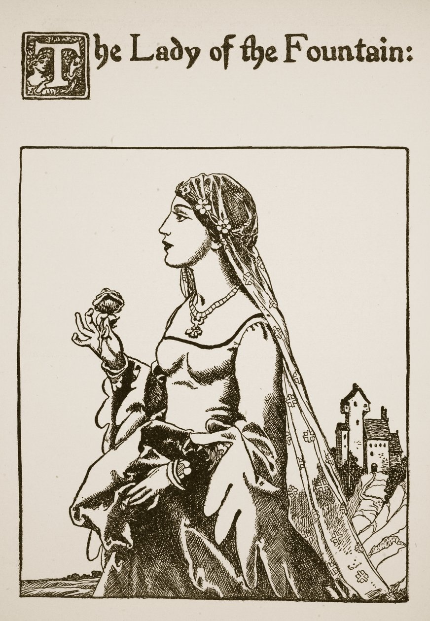 噴水の貴婦人、ローンセロット卿とその仲間たちの物語、1907年のイラスト 作： ハワード・パイル