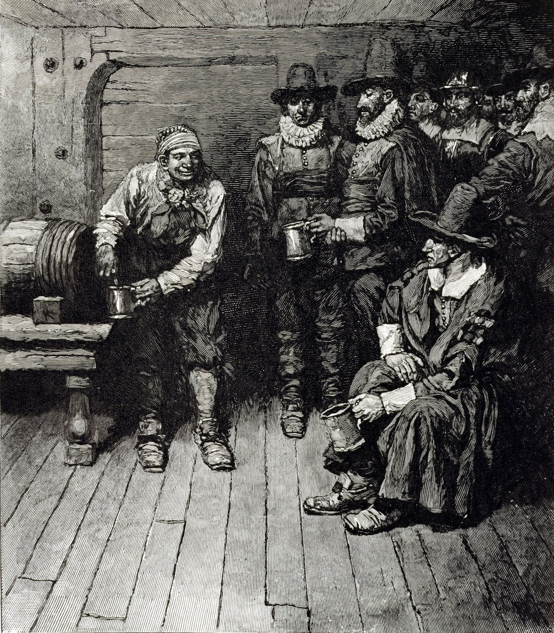 ハーパーのマガジン、1883年から「マスターは私たちにいくつかのビールを飲ませた」 作： ハワード・パイル