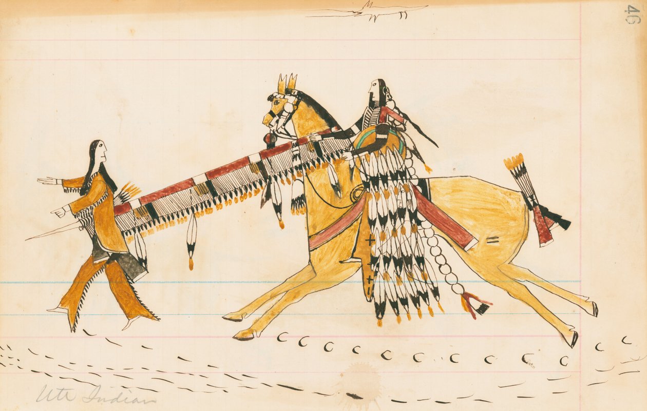 Ute Indian、1874-75（台帳にペン、インク、トイレ） 作： ハウリングウルフ