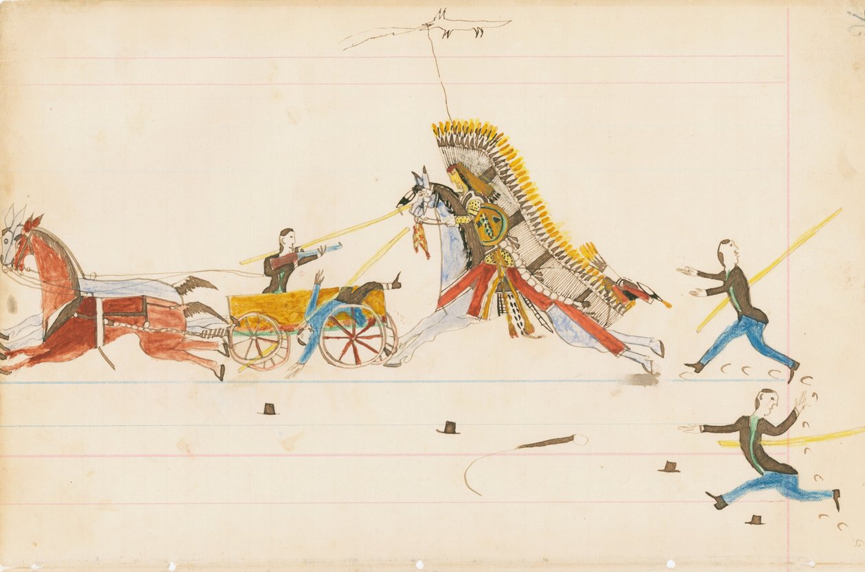 ハウリングウルフファイティングソルジャーズ、1874-75（ペン、台帳のインクとトイレ） 作： ハウリングウルフ