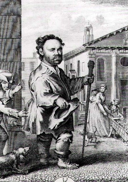 ジェームスヒューレット（d.1771）によって彫刻されたアイルランドの小人、オーエンファレル（b.1716）、パブ。 1742年 作： ヒューバート・フランソワ・グラヴェロット