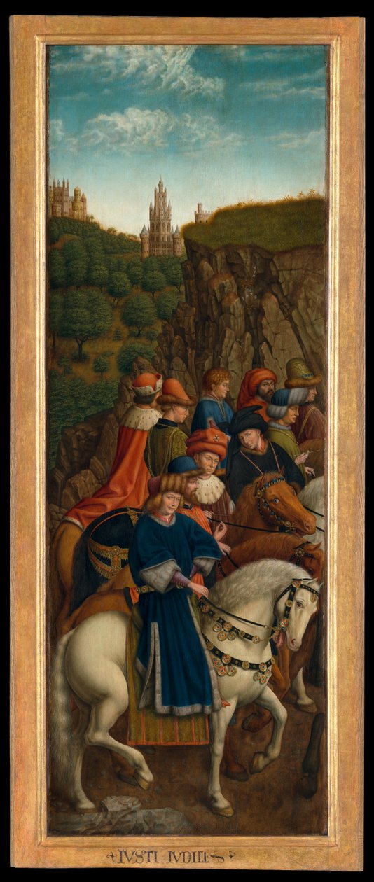 公正な裁判官、ゲントの祭壇画の左下のパネル 作： ヒューベルト & ヤン・ヴァン (1390-1441) (後) エイク