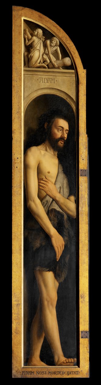 Adam、ゲントの祭壇画の左翼のパネルの複製 (パネルに油彩) (472324 を参照) 作： Hubert & Jan van (1390 1441) (後) Eyck