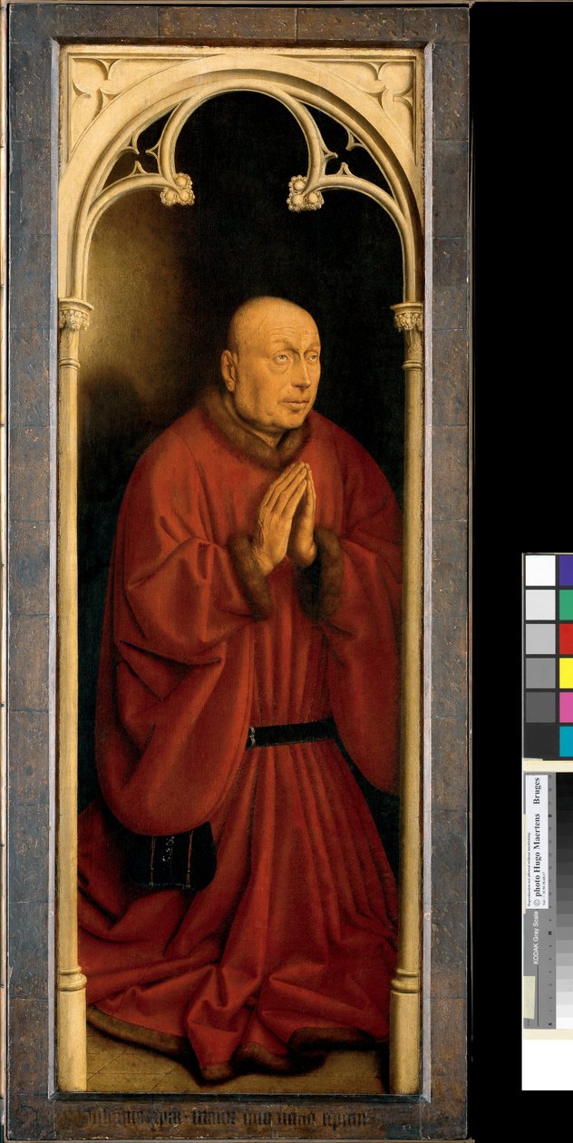Joost Vijdt の肖像画、ヘントの祭壇画の外側のパネル 作： Hubert & Jan van (1390 1441) エイク