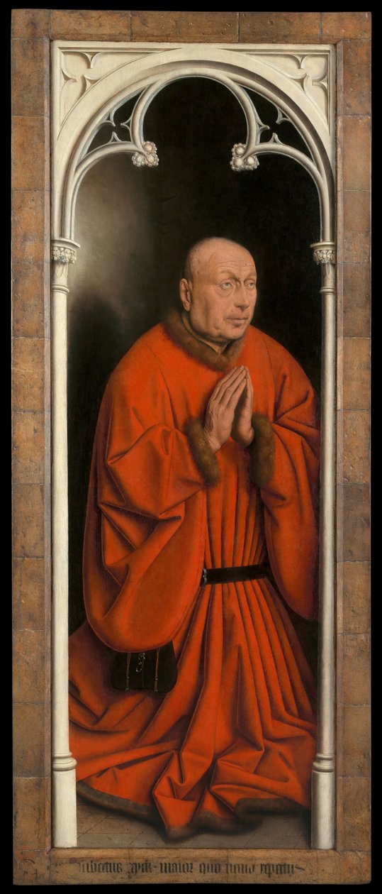 Joost Vijdt の肖像画、ヘントの祭壇画の外側のパネル 作： Hubert & Jan van (1390 1441) エイク