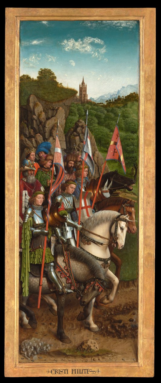 ゲントの祭壇画の左側からのキリストの騎士 作： Hubert & Jan van (1390 1441) エイク