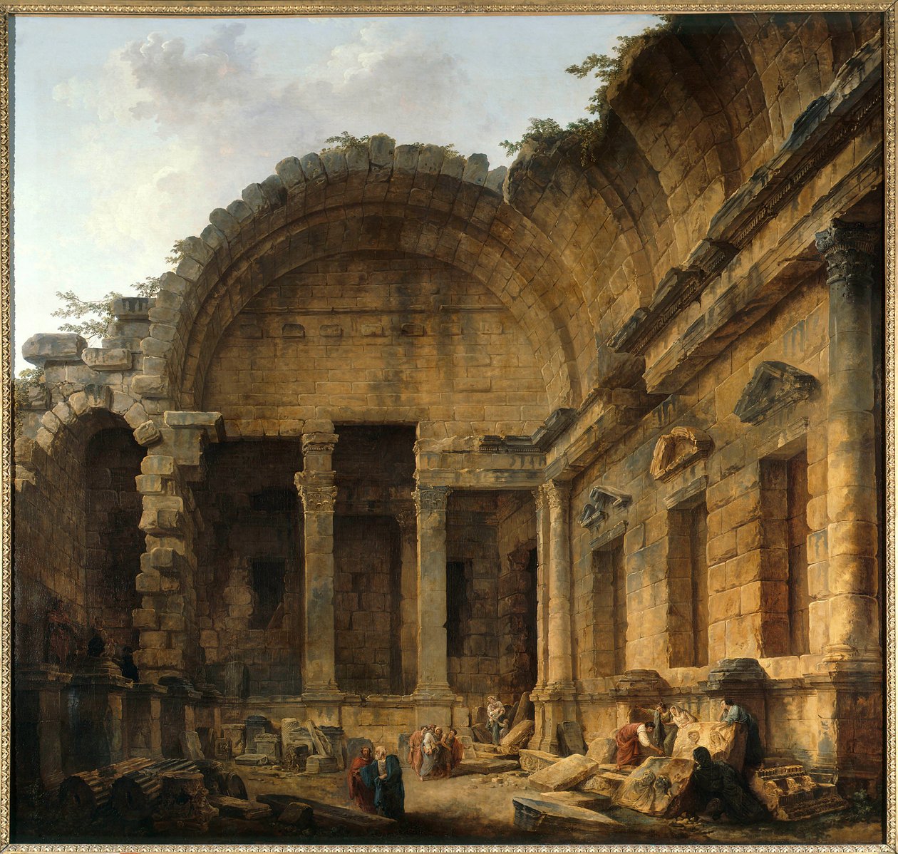 ディアーヌ神殿の内部 ニームの絵画 ユベール・ロベール（1733-1808）の作品 日。2,42 x 2,42 m. パリ。ルーヴル美術館 - ニームのダイアナ神殿の内部。ユベール・ロベール(1733-1808)作の絵画。2.42 x 2.42 m. パリ、ルーヴル美術館 作： ヒューバート・ロバート