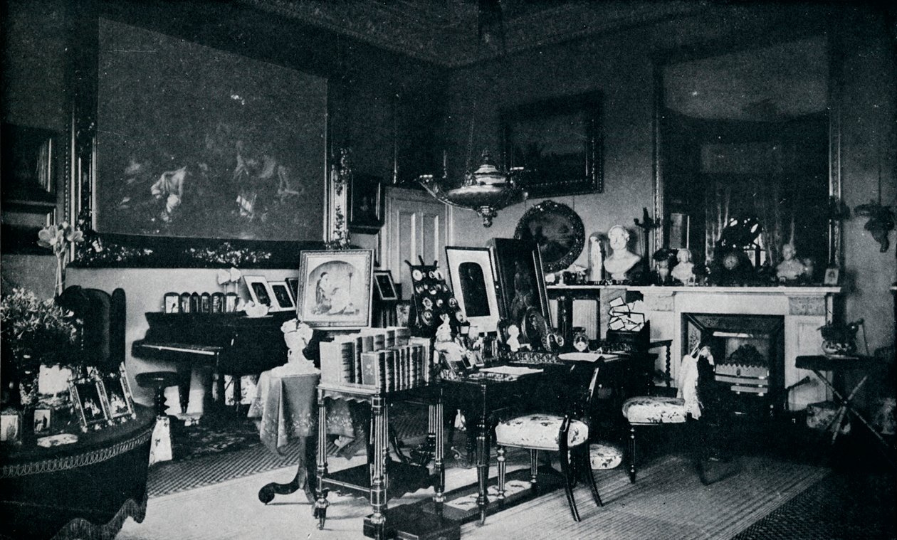 クイーンズプライベートリビングルーム、オズボーン、c1899、1901 作： ヒューズとマリンズ
