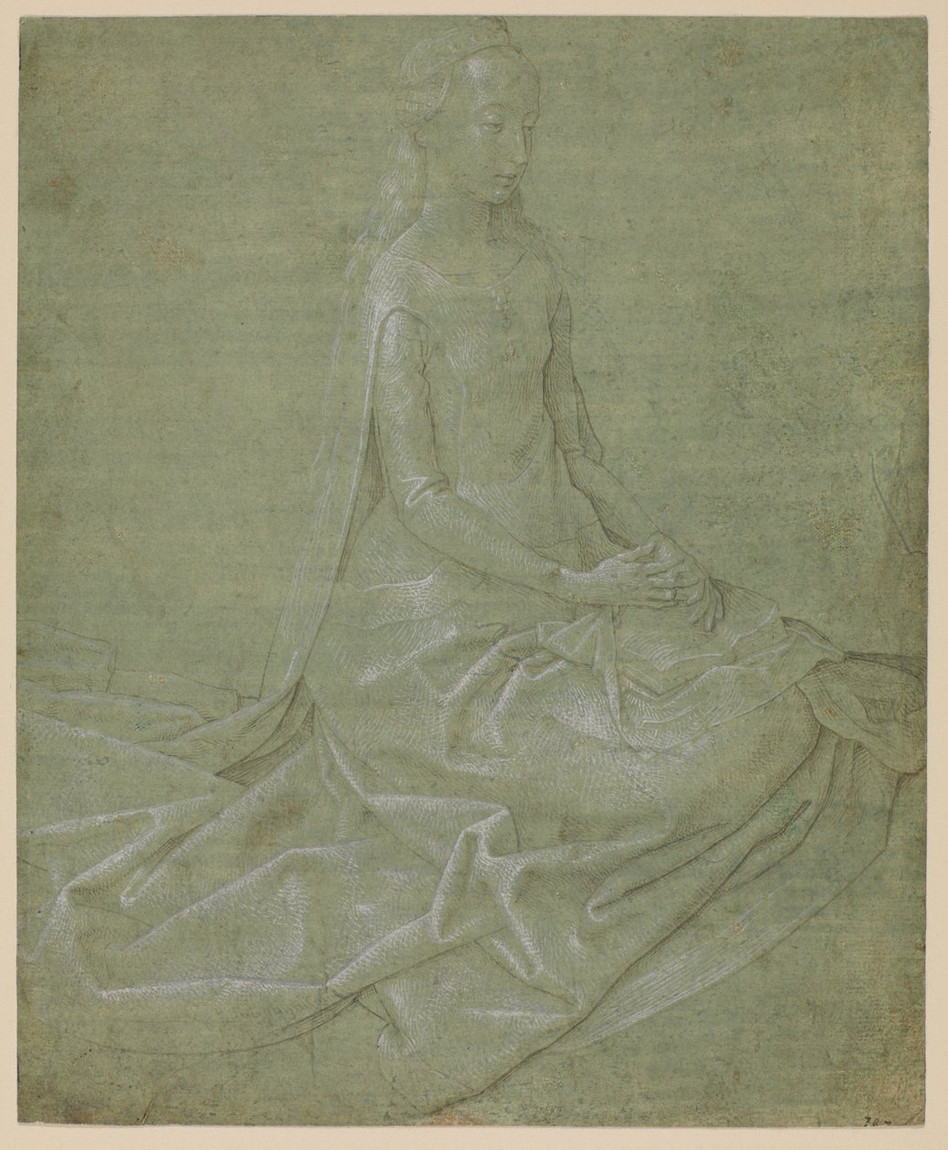 着席の女性聖人、1475年-1485年頃 作： ヒューゴ・ファン・デル・ゴス