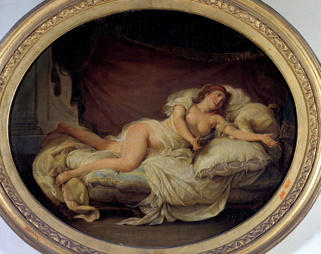 Hugues Traval（1728-1785）による女性Couchee絵画1779日。 0.36 x 0.44 m タワーズ美術館 作： Hugues Traval