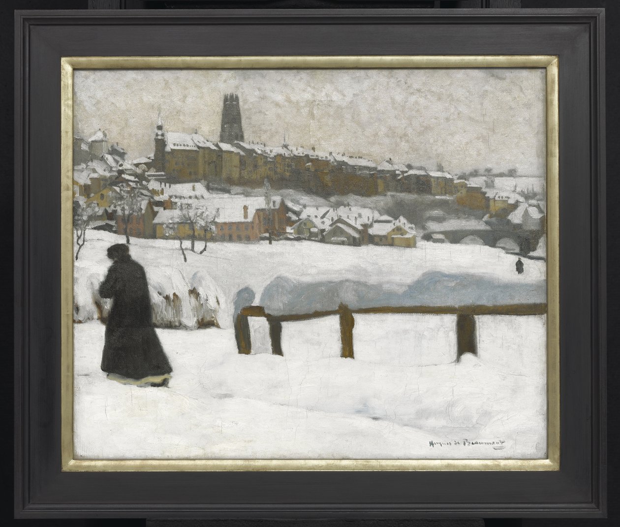 雪の中のフライブルク、1920年頃（canvsdに油彩） 作： ユグ・ド・ボーモン