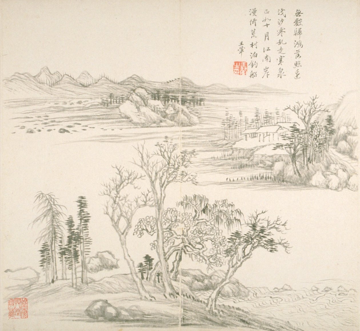 Album After Old Masters And Poems (アルバム (10 枚)、紙にインク) 作： 王輝