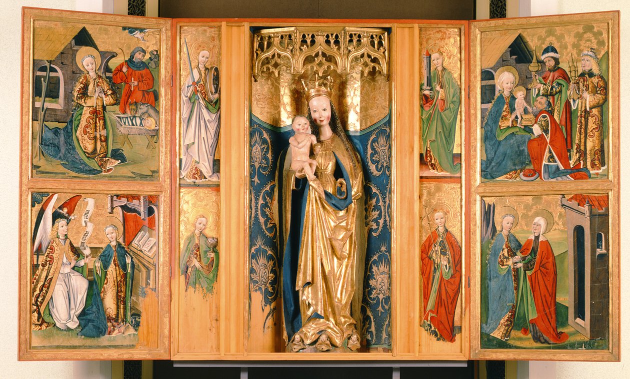 セーペシェリの聖母マリアの祭壇画、1480年頃（パネル上のテンペラ） 作： ハンガリー語学校