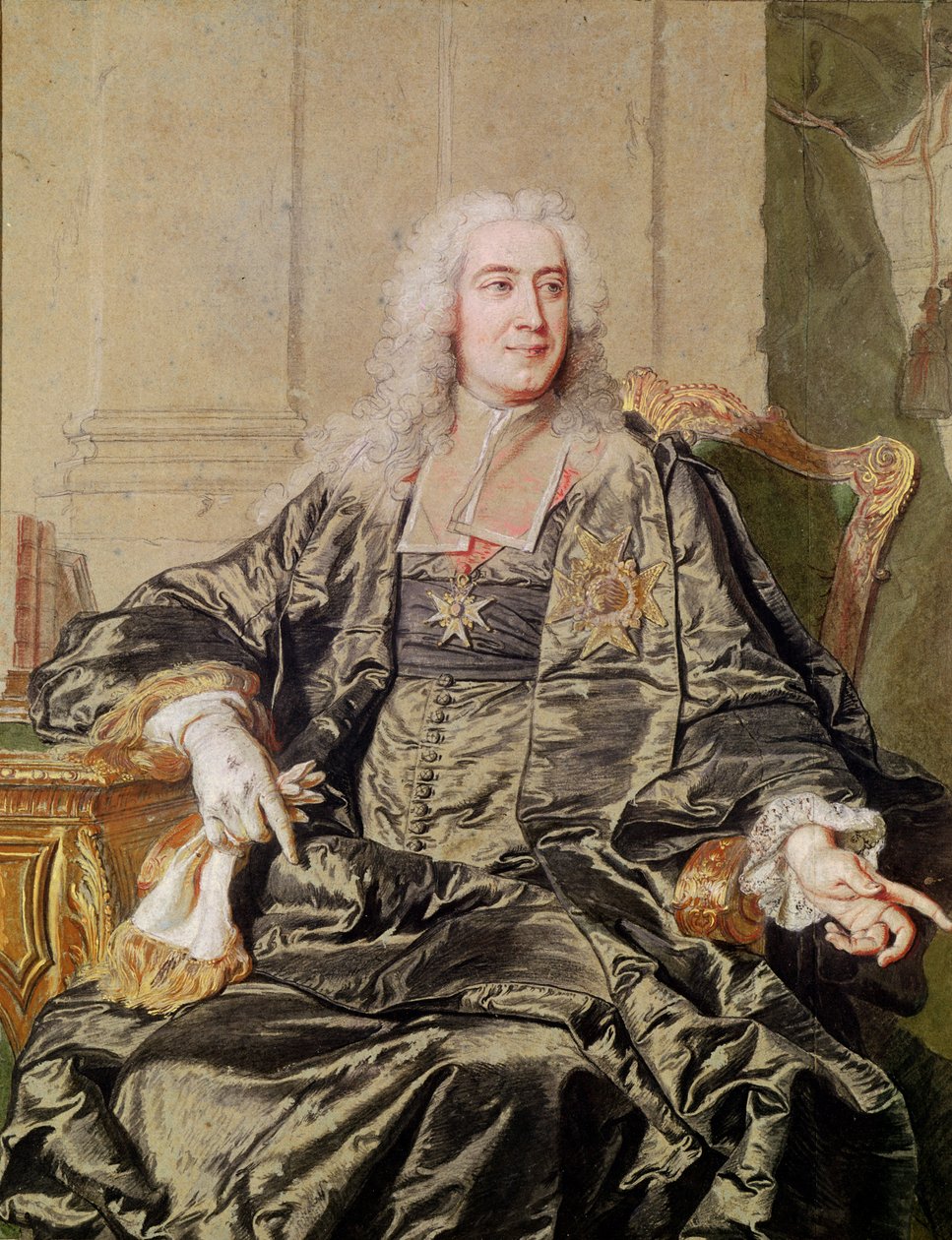 マルクピエールドボイヤー（1696-1764）アルゲンソン伯爵（ペンとインク、紙にトイレ） 作： ヒヤシンス・フランソワ・リゴー