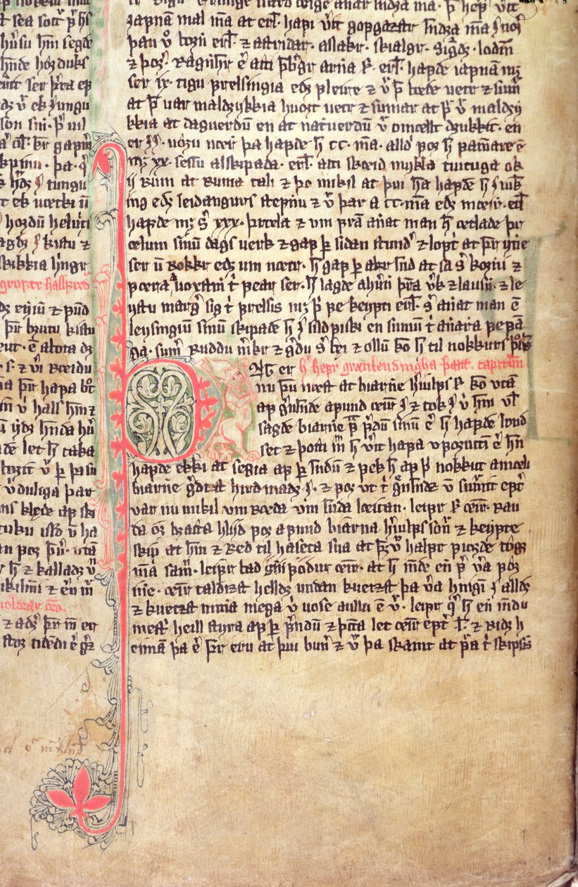14世紀後半のFlateyjarbok（The Book of Flatey）からの 『グリーンランダーズの佐賀』の冒頭にある歴史的な初期P 作： アイスランド語学校